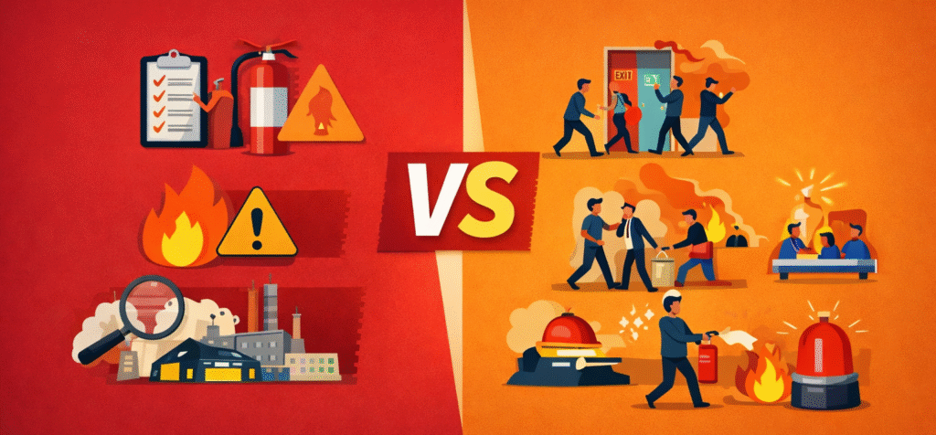 Difference between fire audit and fire drill in workplace safety